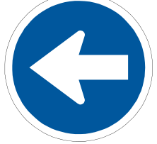 Proceed left only sign