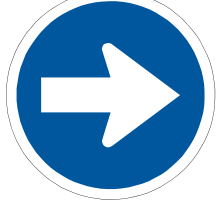 Proceed right only sign