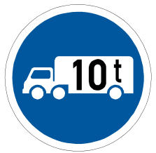 Goods vehicles over indicated GVM only sign