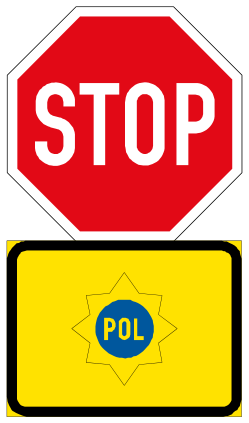 Stop by police sign
