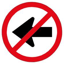 Left turn prohibited sign