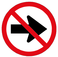Right turn prohibited sign