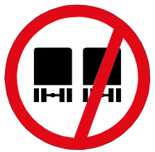 Overtaking by goods vehicle prohibited sign