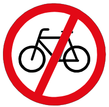 Pedal cycle prohibited sign