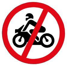 Motor cycle prohibited sign