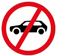 Motor car prohibited sign