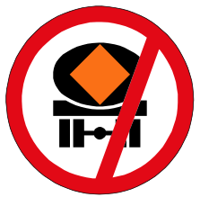 Vehicle conveying dangerous goods prohibited sign