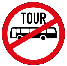 Tour bus prohibited sign