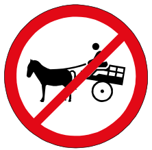 Animal-drawn vehicle prohibited sign