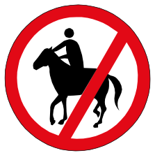 Horses & riders prohibited sign