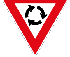 Yield at mini-circle sign