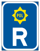 Police vehicle reservation sign