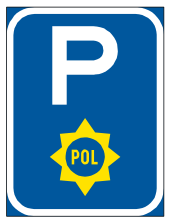 Police vehicle parking reservation sign