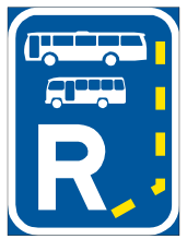 Bus & midibus lane reservation begins sign