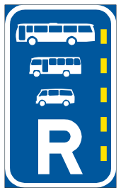 Bus, midibus & minibus lane reservation sign