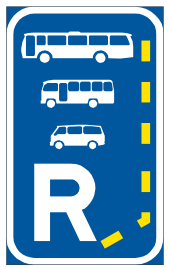 Bus, midibus & minibus lane reservation begins sign