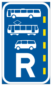 Bus, minibus & tram lane reservation sign