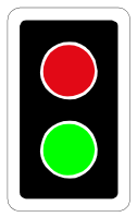 Two-aspect red and green traffic signal
