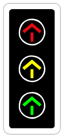 Standard traffic signal face with straight-ahead arrows