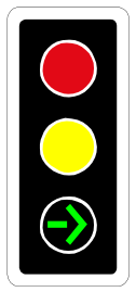 Traffic signal with right-turn green arrow
