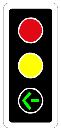 Traffic signal with left-turn green arrow