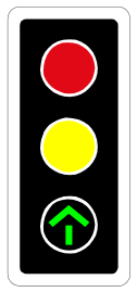 Traffic signal with straight-ahead green arrow