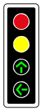 Traffic signal with straight-ahead and left-turn arrows