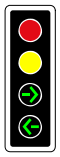 Traffic signal with left-turn and right-turn arrows