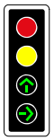 Traffic signal with straight-ahead and right-turn arrows