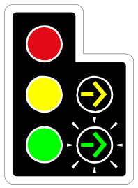 Traffic signal with right-turn arrow signal