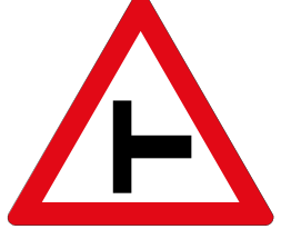 Side road junction sign — variant W108