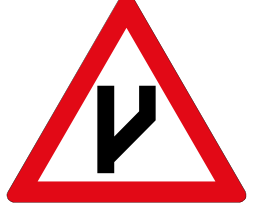 Beginning of dual roadway sign