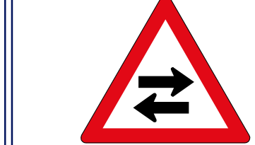 Two-way traffic crossroad sign