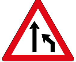 Lane ends sign
