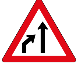 Lane ends sign — variant W215