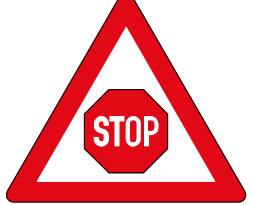 Traffic control STOP ahead sign