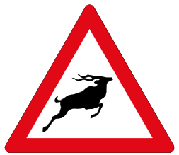 Wild animals ahead sign
