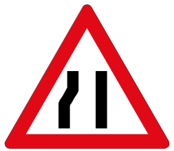 Road narrows from one side only sign — variant W330