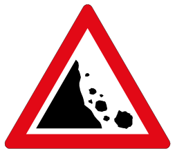 Falling rocks sign — variant W335