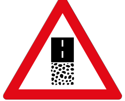 Gravel road ends sign