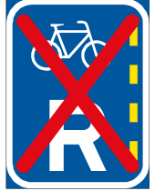 De-restriction sign - end of pedal cycle lane reservation