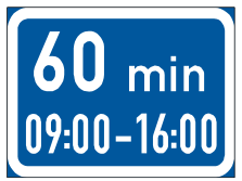 Maximum stay during one period time limit sign